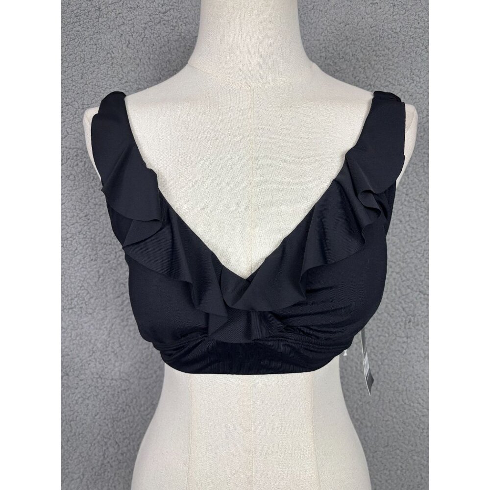 Lauren Ralph Lauren Women's Ruffle Underwire Swim Top Size 8 Black NWI's
